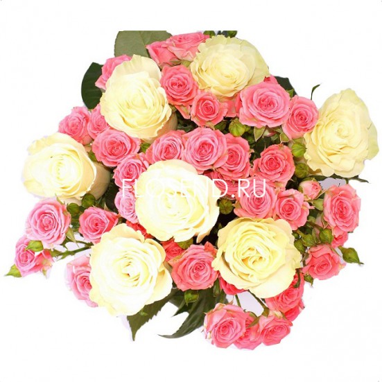 Букет «7 белых и 6 розовых роз» - фото 2