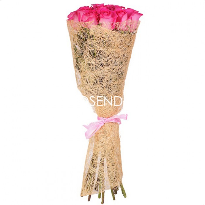 15 Розовых роз в упаковке